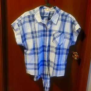 FREE with purchase - Plaid button up top with tie at hem